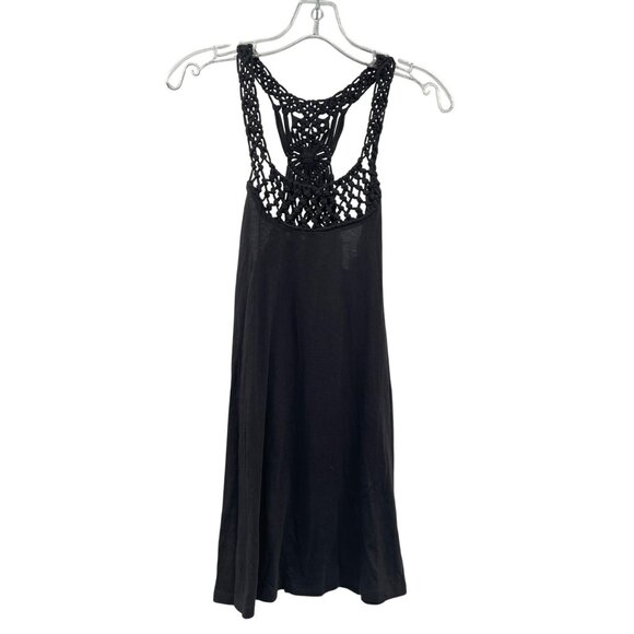 BillaBong Womens Mini Shift Dress Sleeveless Crochet Neck Black Size Small - Picture 1 of 9